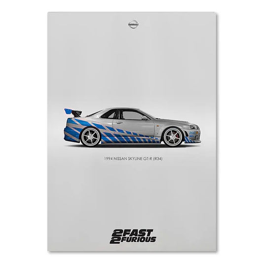 Brian O'Conner Nissan Skyline GTR R34 Poster